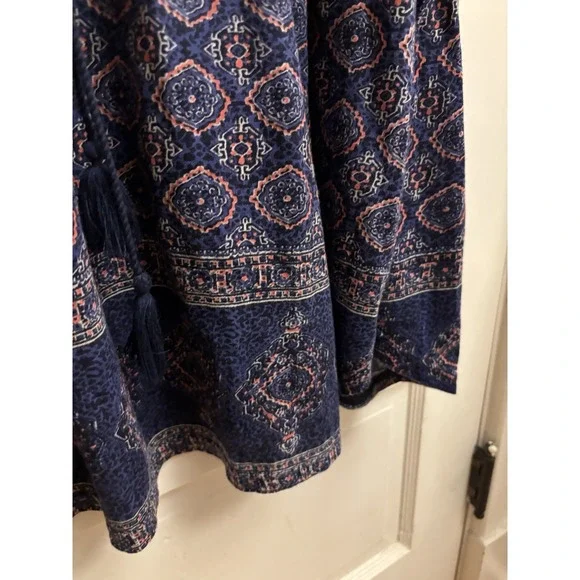 Lucky Brand Women's Navy Patterned Sleeveless Dress Cotton Blend Size XL - Picture 3 of 7